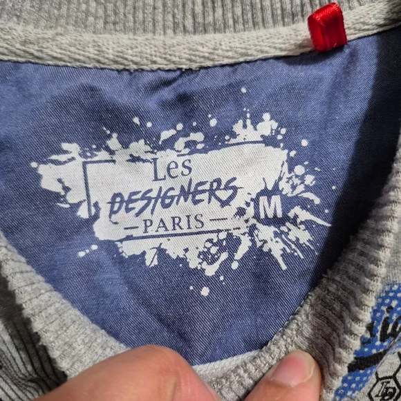Men's Les Designers Gray & Blue‎ Graphic Sweatshirt M - Picture 3 of 6